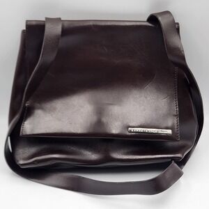 Kenneth Cole New York Genuine‎ Leather Crossbody Shoulder Bag Brown Flap...